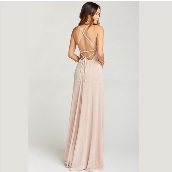 Show Me Your MuMu Godshaw Goddess Gown Backless, Shine Blush Bridesmaid Dress - Picture 5 of 6